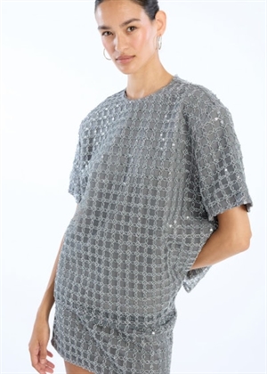 Daline Beaded oversized tee Castor Gray ROTATE By Birger Christensen 